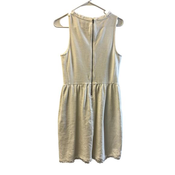 Madewell Fringed Back Zip Sleeveless Stretch Cotton Pockets White Dress Size M - Picture 4 of 5